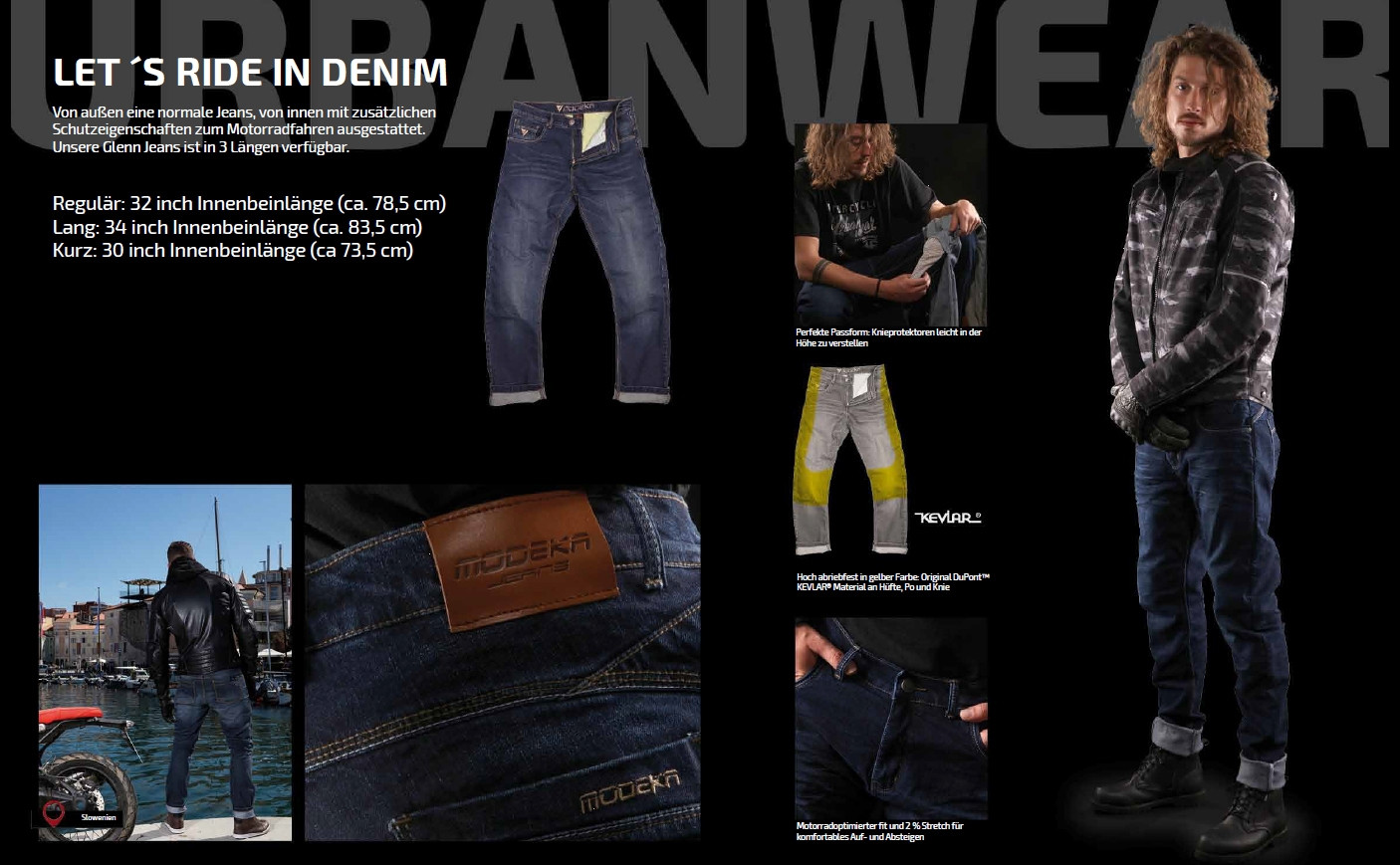 Modeka Hommes Moto Pantalon Glenn II 2 W32-L30 Moto Jeans