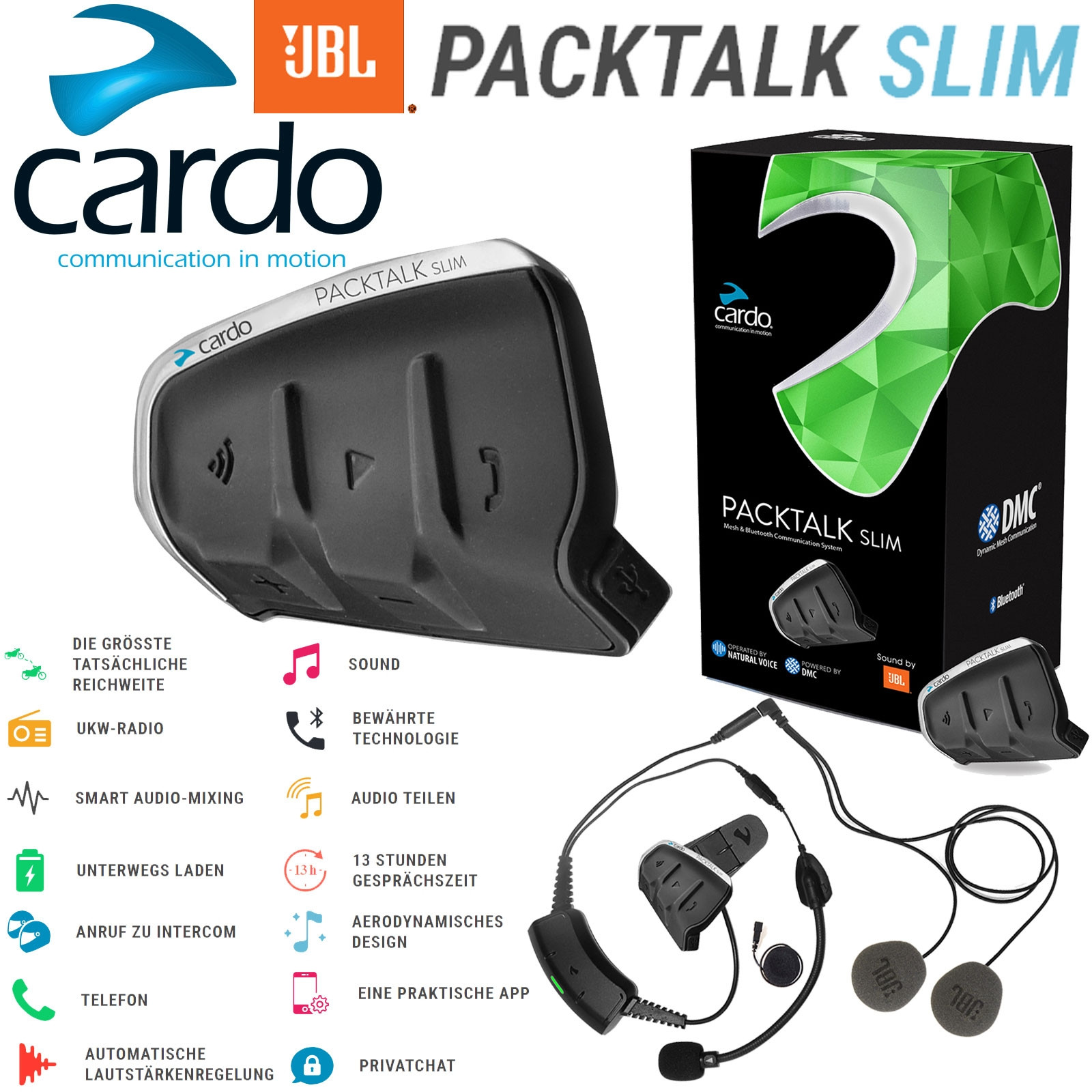 Køb Cardo PACKTALK SLIM JBLlyd Bikeroutfit.dk