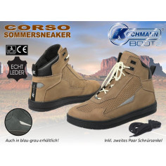 Kochmann CORSO motorcykelsko sneakers CE sommer nubuck læder med 2 par snørebånd