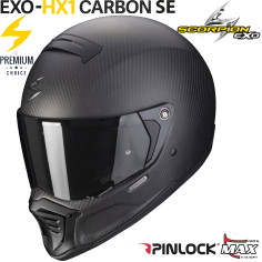 Scorpion full-face hjelm EXO-HX1 CARBON SE Premium street fight hjelm med Max Vision Pinlock og solskærm