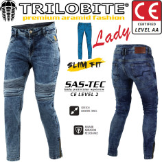 Trilobite motorcykeljeans MICAS URBAN kvinder slim fit CE AA med aramid og SAS-TEC knæbeskyttere