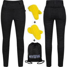 MotoGirl motorcykel leggings RIBBED KNEE til kvinder CE AA Aramid inklusive beskyttere