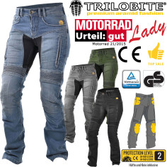 Trilobite motorcykel jeans PARADO til kvinder Regular og skinny Fit pasform Aramid bukser CE med beskyttere