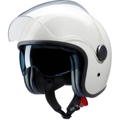 Redbike RB-862 Jet-hjelm antik hvid ECE 22.06 glasfiber med langt visir og solskærm