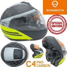 Schuberth flip-up hjelm C4 Pro Carbon SPECIAL EDITION premium hjelm med solskærm og Max Vision 120 Pinlock