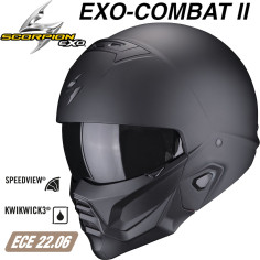 Scorpion pilot hjelm EXO-COMBAT 2 II med solskærm og ECE 22.06