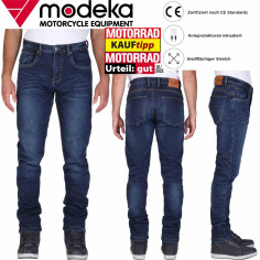 Modeka motorcykel jeans SONIC MONO monolagede slim fit bukser CE A aramid med knæbeskyttere