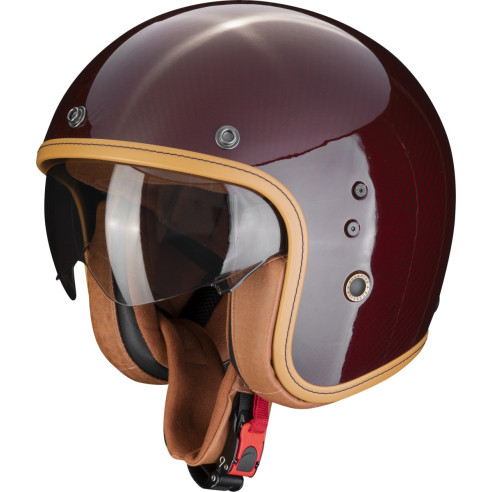 Scorpion pilot hjelm BELFAST EVO CARBON ekstrem let ECE 22.06 med solskærm