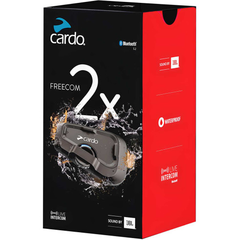 Cardo Freecom 2x headset med Bluetooth, FM-radio og intercom fra JBL