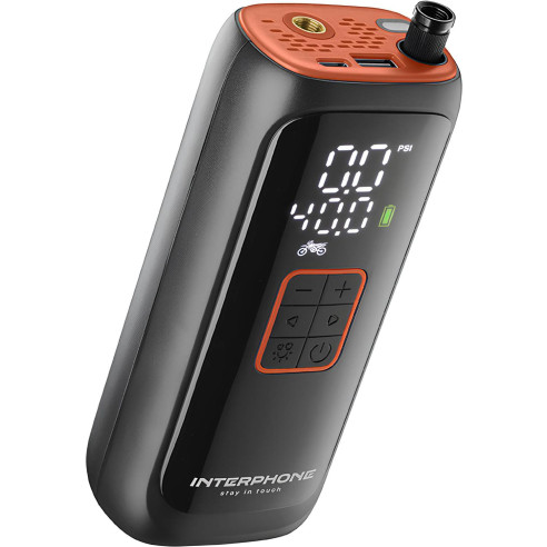 Interphone Smart Air Pump luftpumpe, 4000 mAh batteridrevet luftkompressor, Powerbank og lys