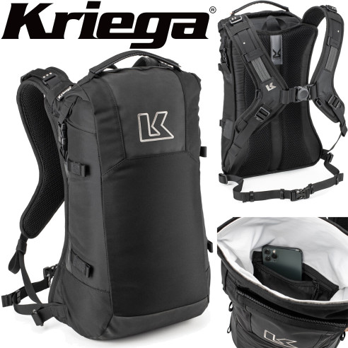 Kriega motorcykel rygsæk R16 vandtæt hoftebælte Quadloc bæltesystem med plads til bærbar Cordura Air-Mesh
