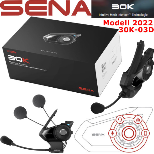 Sena Headset 30K HD højttaler dobbelt sæt model 2022 Bluetooth motorcykel kommunikation