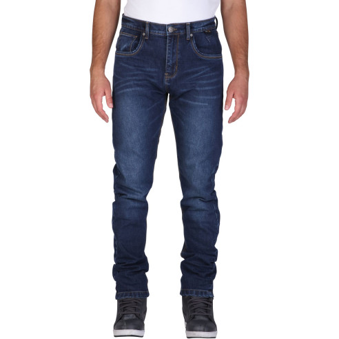 Modeka motorcykel jeans SONIC MONO monolagede slim fit bukser CE A aramid med knæbeskyttere