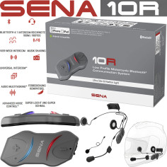 Sena Headset 10R motorcykelkommunikation ultra-flad med Bluetooth 4.1 4-vejs intercom op til 900 m