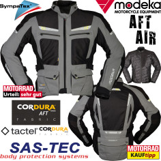 Modeka 3in1 motorcykeljakke AFT AIR med ekstrem god ventilation Sympatex membran og SAS-TEC beskyttere inklusive quiltet jakke