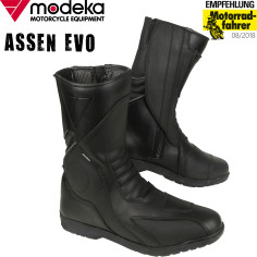 Modeka motorcykelstøvler ASSEN EVO læder Hipora vandtæt reflekterende CE med forstærkninger