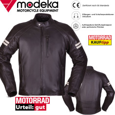 Modeka læderjakke AUGUST 75 motorcykel CE AA jubilæum med beskyttere og AirFlow ventilation