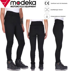 Modeka motorcykel leggings DEOLA LADY aramid CE A stretch foret med knæbeskyttere