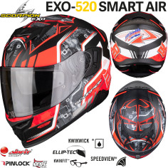 Scorpion full-face hjelm EXO-520 AIR hyper sport hjelm med AirFit system solskærm og Max Vision Pinlock