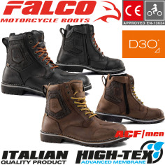 Falco motorcykelstøvler RANGER 2 vandtæt læder Goodyear sål CE med D3O beskyttere