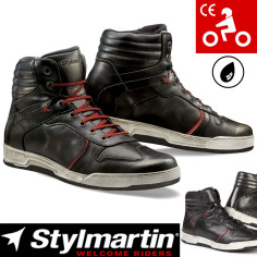 Stylmartin motorcykelsko IRON læder sneakers vandtæt med CE- og ankelbeskyttere