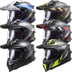 LS2 Enduro hjelm MX701 C Explorer Carbon med dobbelt-D lukning solskærm og Max Vision Pinlock