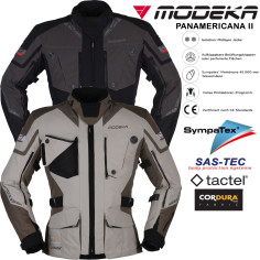 Modeka motorcykeljakke PANAMERICANA II 2 Sympatex Cordura Tactel CE AA med SAS-TEC fulde beskyttere