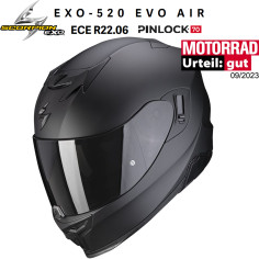 Scorpion full-face hjelm EXO-520 EVO AIR med AirFit ECE 22.06 solskærm og Max Vision Pinlock