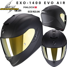 Scorpion full-face hjelm EXO-1400 EVO AIR med AirFit System ECE 22.06 solskærm og MaxVision Pinlock