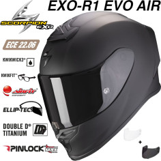 Scorpion full-face hjelm EXO-R1 EVO AIR premium hjelm med Max Vision Pinlock  AirFit to visirer og ECE 22.06