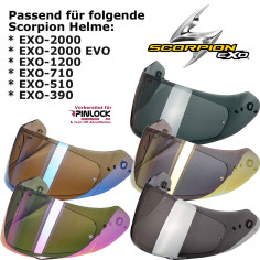 Scorpion 3D-visir KDF14-3 til EXO 2000 / EVO / 1200 / 710 / 510 / 491 / 410 / 390 forberedt til Pinlock
