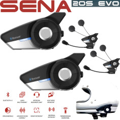 Sena motorcykel headset 20S EVO model 2022 med HD højttalere Intercom Bluetooth Advanced Noise Control