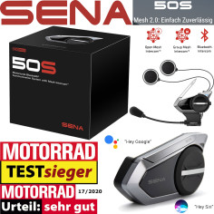 Sena Headset 50S motorcykelkommunikation med Mesh 2.0 Universal Intercom Bluetooth 5 HD Sound by Harman Kardon