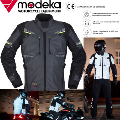 Modeka motorcykeljakke TARAN FLASH selvreflekterende CE AA om natten vandtæt Cordura med beskyttere