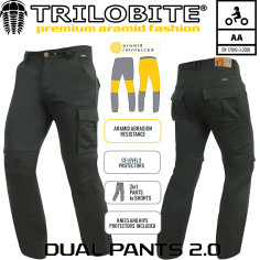 Trilobite motorcykelbukser DUAL PANTS 2.0 med aftageligt bukseben CE AA Aramid bomuld inklusive beskyttere