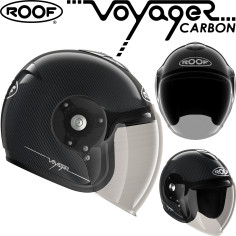 Roof semi-jet hjelm VOYAGER CARBON med 50% tonet anti-tåge visir og ECE 22.05