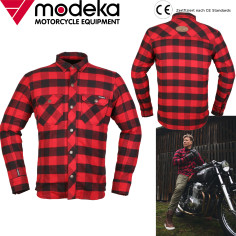 Modeka flannelskjorte NOONER motorcykeljakke skovhuggerskjorte CE A aramid med beskyttere